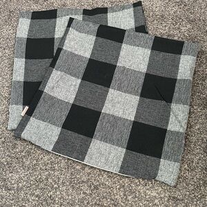 Plaid Checkered Accent Pillow Covers - Black and Gray